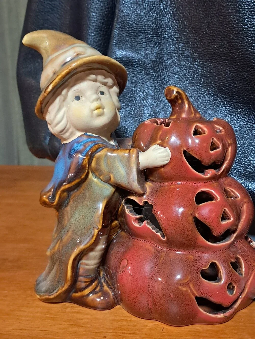 Yankee Candle Ceramic Halloween Figurine Set with Jack-O'-Lanterns and Witch